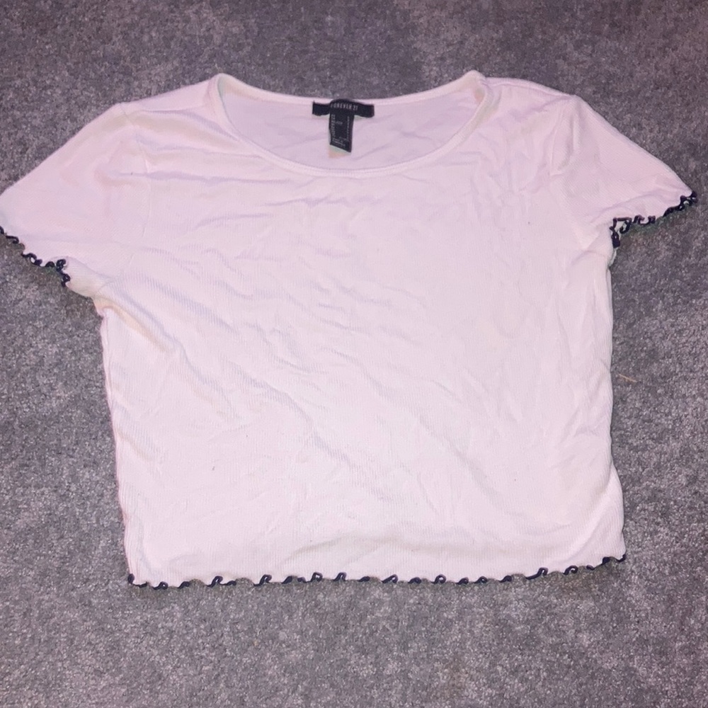 Forever 21 Lettuce Trim Blue Crop Top